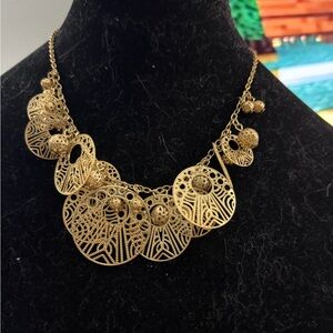 Gold Filigree Statement Necklace - Women Jewelry